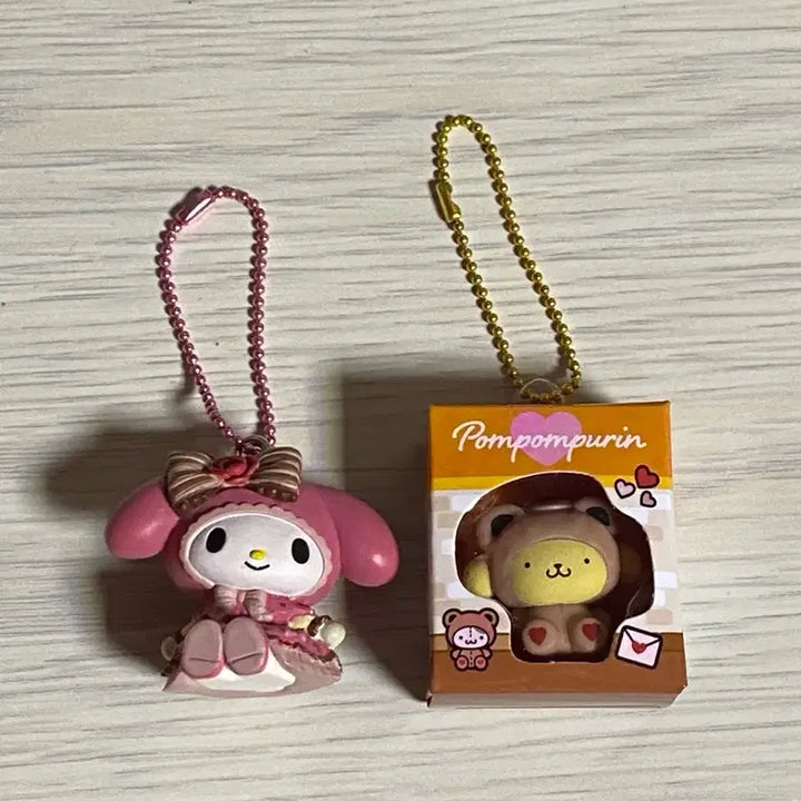 [BUNJANG] Sanrio My Melody &amp; Pompompurin Figure Keyring Bundle Set / 일괄) 마이멜로디, 폼폼푸린 피규어 키링
