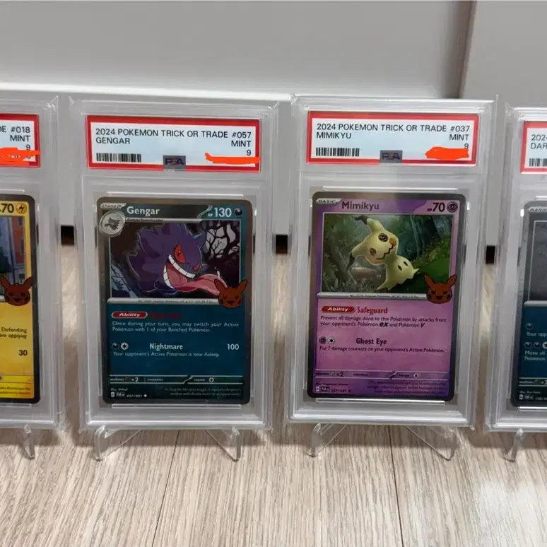 [BUNJANG] Pokémon Halloween Graded Cards PSA 9 Set - Pikachu, Gengar, Mimikyu, Darkrai / 할로윈 포켓몬 등급카드 4종