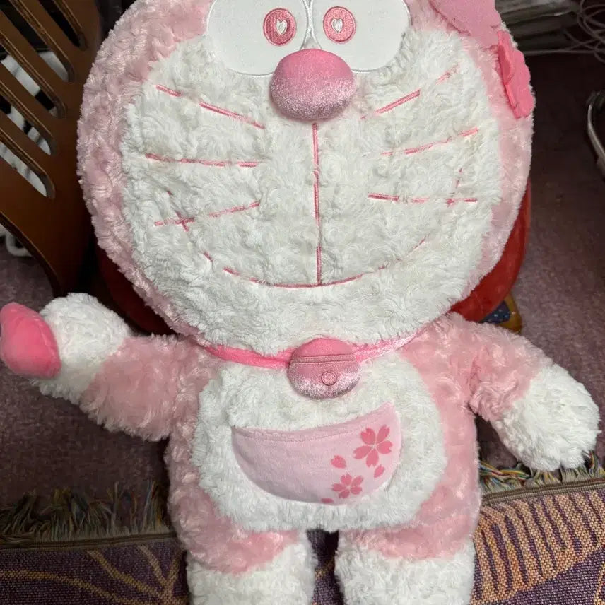 [BUNJANG] Pink Cherry Blossom Doraemon Plush 50cm / 핑크 벚꽃 도라에몽 인형 50cm