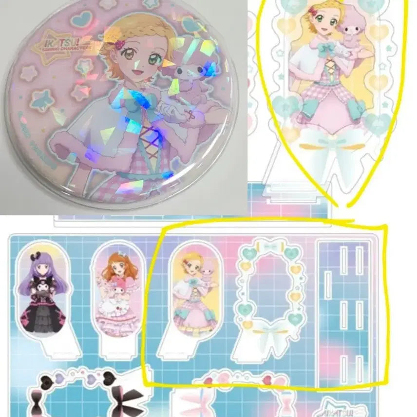 [BUNJANG] Aikatsu! Sanrio Characters Hinaki Acrylic Stand &amp; Can Badge Set / 아이카츠 산리오 캐릭터즈 디오라마 아이엠스타 히나키 아크릴 스탠드 캔뱃지