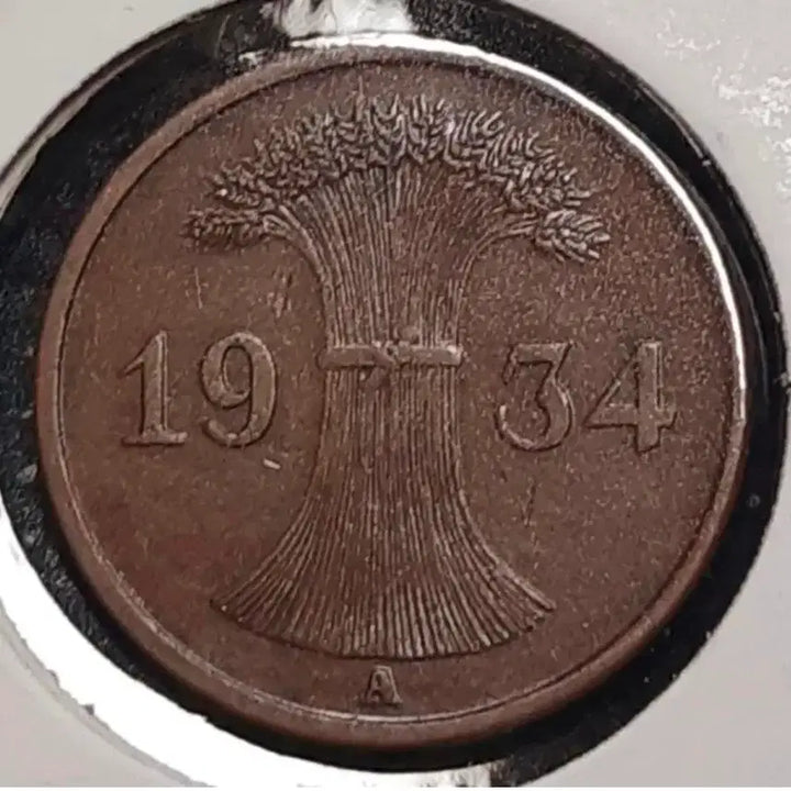 [BUNJANG] 1934 Germany Weimar Republic 1 Reichspfennig Coin / 독일 바이마르공화국 1934년  1라이히스페닝.외국주화.주화 화폐 동전