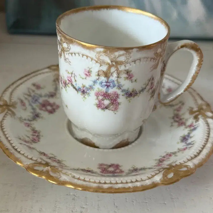 [BUNJANG] Haviland Limoges Schleiger 597a Antique Demitasse Cup and Saucer Set / 하빌랜드 597a 에소잔 듀오
