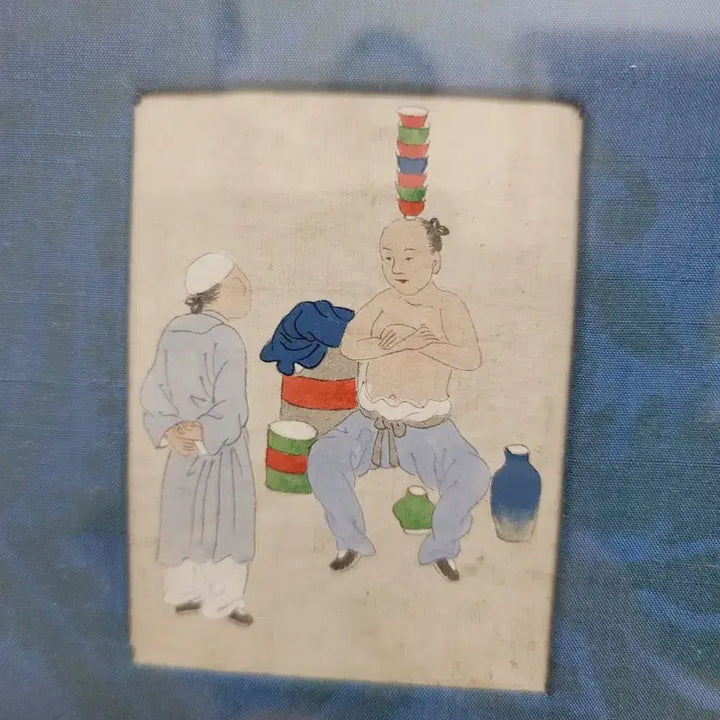[BUNJANG] Antique Chinese Painting with Illustrations (Framed, Set of 2) / 중국 천위에 삽화 그림