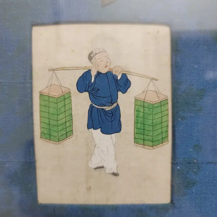 [BUNJANG] Antique Chinese Painting with Illustrations (Framed, Set of 2) / 중국 천위에 삽화 그림