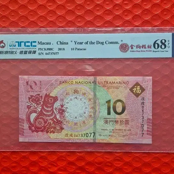 [BUNJANG] Macau 10 Patacas 2018 Year of the Golden Dog Commemorative Coin / 마카오 10 파타카스 2018년 황금개띠 기념 주화