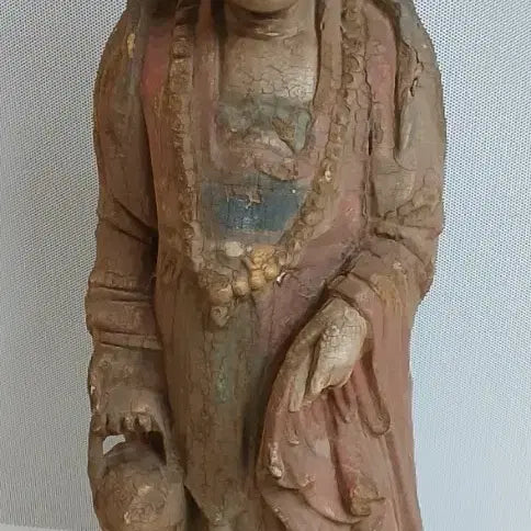 [BUNJANG] Antique Wooden Gilt-Bronze Buddha Statue / 당채목조 관세음보살상입상
