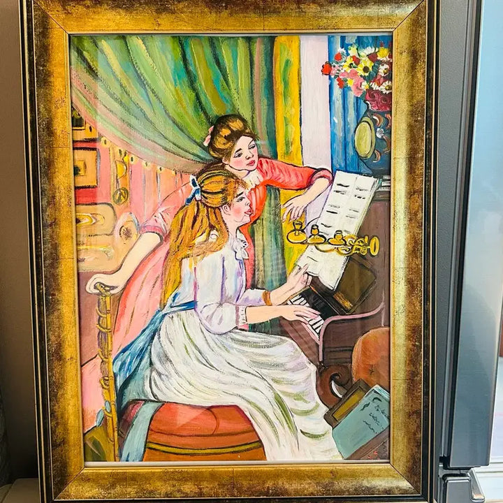 [BUNJANG] Pierre-Auguste Renoir "Two Young Girls at the Piano" Framed Oil Painting / 르노아르. 피아노치는두자매(표구액자)