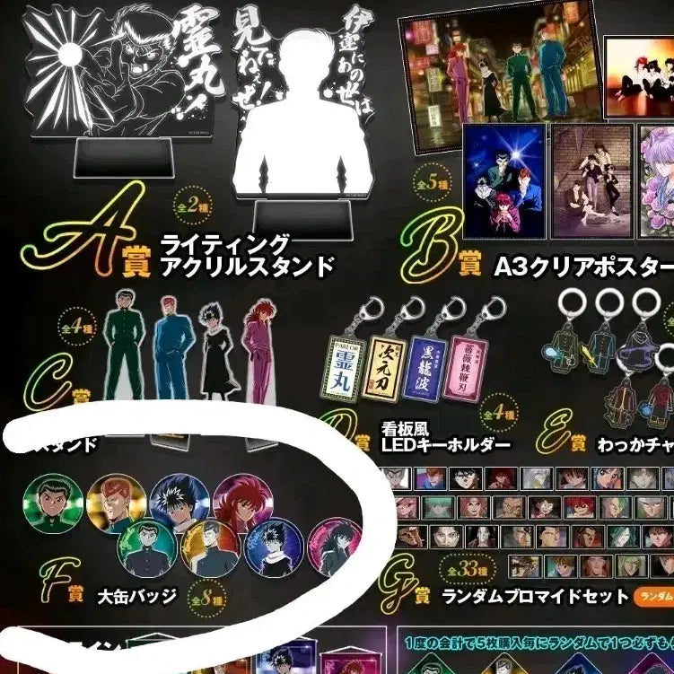 [BUNJANG] Yū Yū Hakusho Kujikuji Set of 4 Sealed Character Badges (Yusuke, Kuwabara, Kurama, Hiei) / 캔뱃지 4종 미개봉 유스케 쿠와바라 쿠라마 히에이 유유백서 웹쿠지