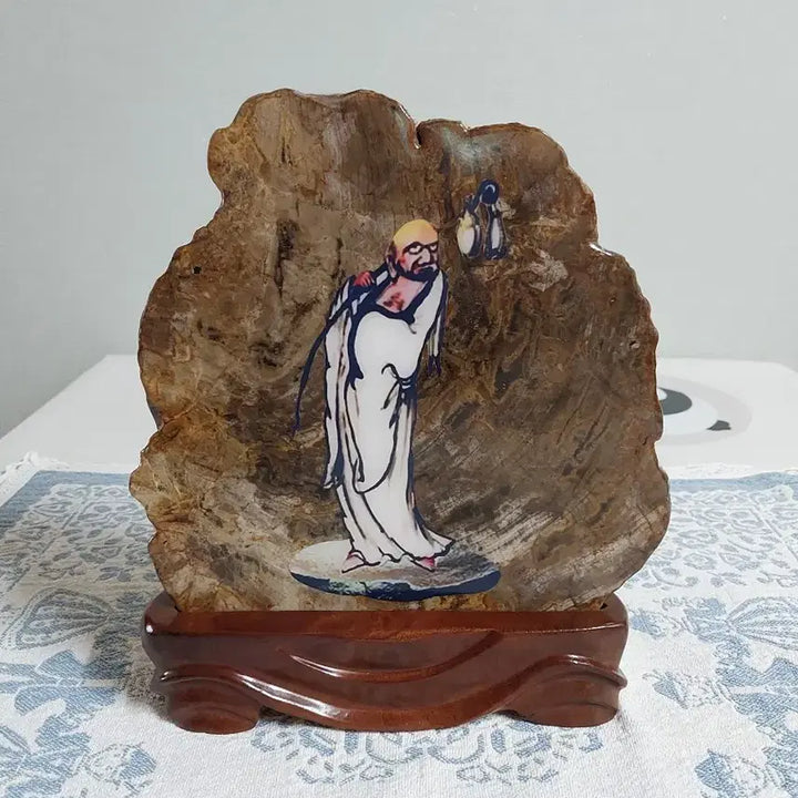 [BUNJANG] Bodhidharma Fossilized Wood with Stand / 달마 규화석 나무화석