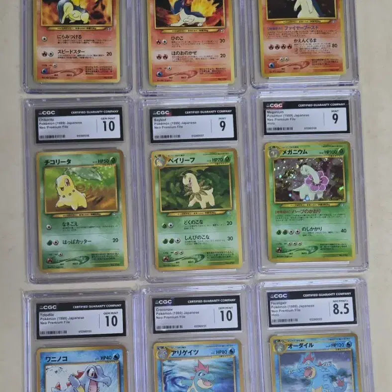 [BUNJANG] Pokemon 1999 Japanese Neo Premium File 1 Johto Starters 9-Card Complete Set / 포켓몬 1999 일본판 Neo 프리미엄 파일1 조토 스타팅9장 완성 세트