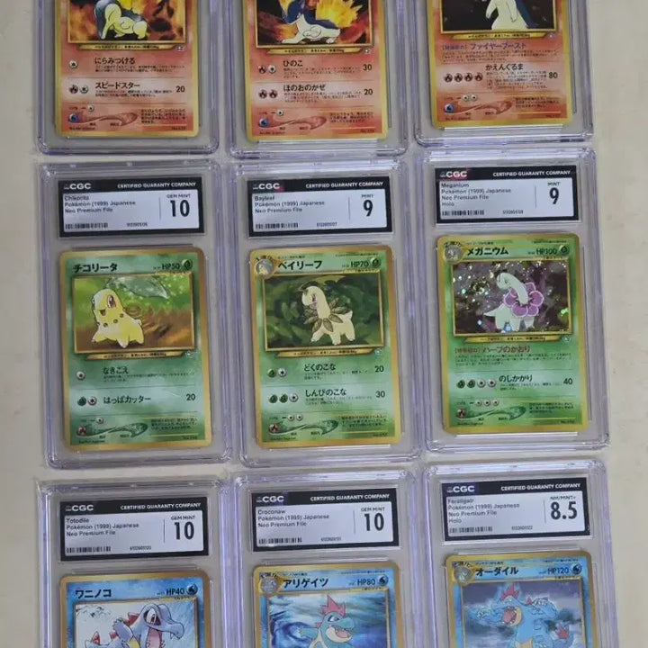 [BUNJANG] Pokemon 1999 Japanese Neo Premium File 1 Johto Starters 9-Card Complete Set / 포켓몬 1999 일본판 Neo 프리미엄 파일1 조토 스타팅9장 완성 세트
