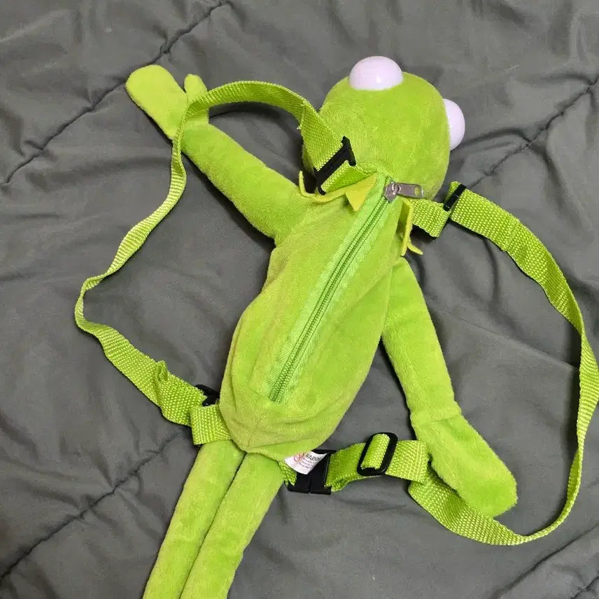 [BUNJANG] Disney Muppet Kermit Frog Plush Backpack Bag / 디즈니 머펫 커밋 개구리 인형 백팩 가방