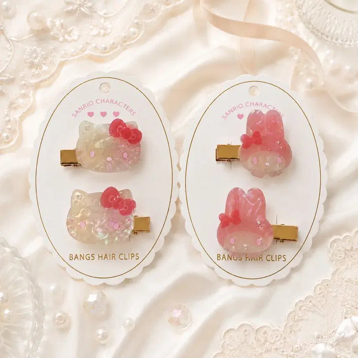 [BUNJANG] Chobido x Sanrio Mother-of-Pearl Series Hello Kitty / My Melody Hair Pin Multi Clip (2pcs) / 쇼비도 산리오 자개시리즈 헬로키티/마이멜로디 자개 헤어핀 멀티 클립 2p