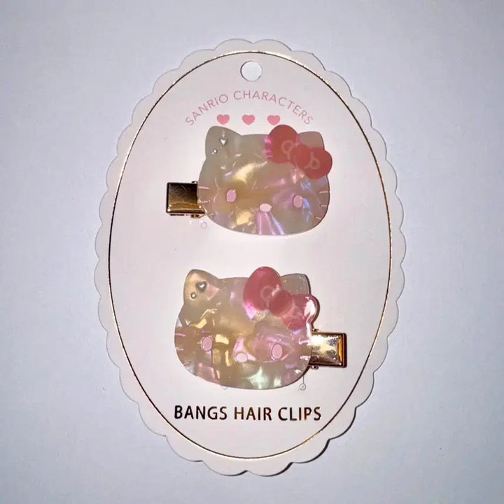 [BUNJANG] Chobido x Sanrio Mother-of-Pearl Series Hello Kitty / My Melody Hair Pin Multi Clip (2pcs) / 쇼비도 산리오 자개시리즈 헬로키티/마이멜로디 자개 헤어핀 멀티 클립 2p