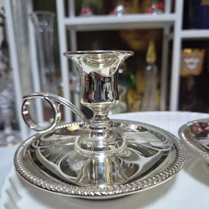 [BUNJANG] Antique English Silverplate 1-Light Candlestick Pair / 영국 실버플레이트(SP) 1구촛대2p