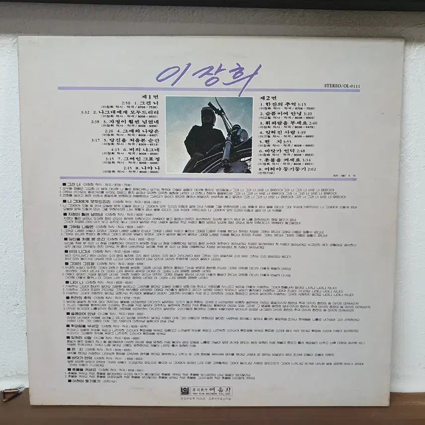 [BUNJANG] Lee Jang Hee 1988 "That You" / "A Drink of Memory" LP / 이장희 LP 1988  그건너 한잔의추억
