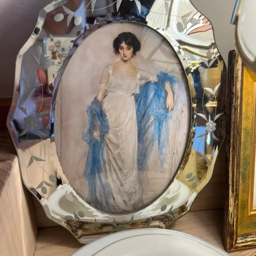 [BUNJANG] European Vintage Art Glass Frame Mirror / 유럽 빈티지 명화 거울 글라스 액자