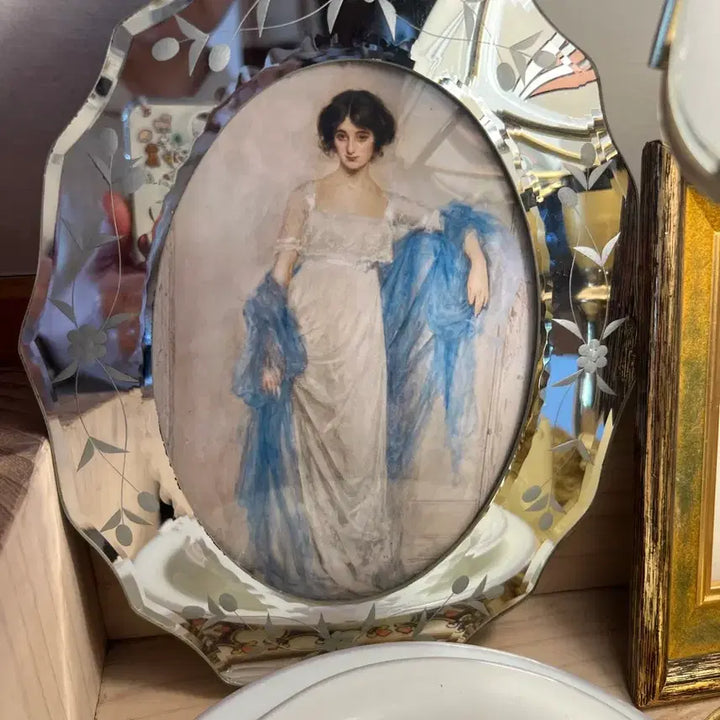 [BUNJANG] European Vintage Art Glass Frame Mirror / 유럽 빈티지 명화 거울 글라스 액자