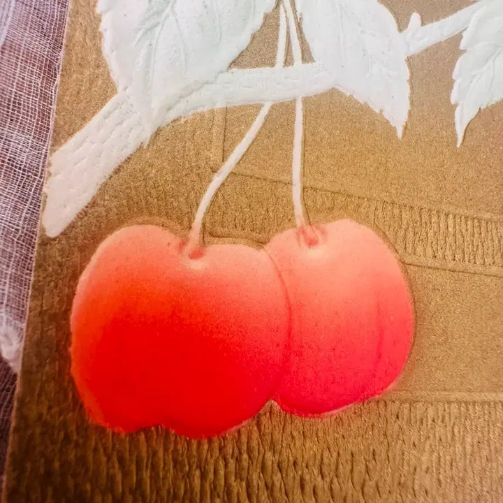 [BUNJANG] Antique Embossed Cherry Postcard / 앤틱 빈티지엽서 체리송이 입체양각