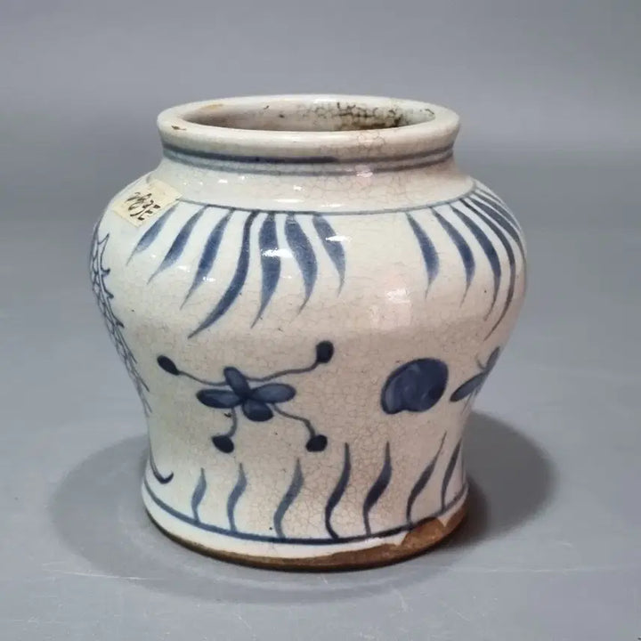 [BUNJANG] Vintage Blue-and-White Fish Motif Jar (11cm) / 빈티지 청화 어문 항아리. 높이 11