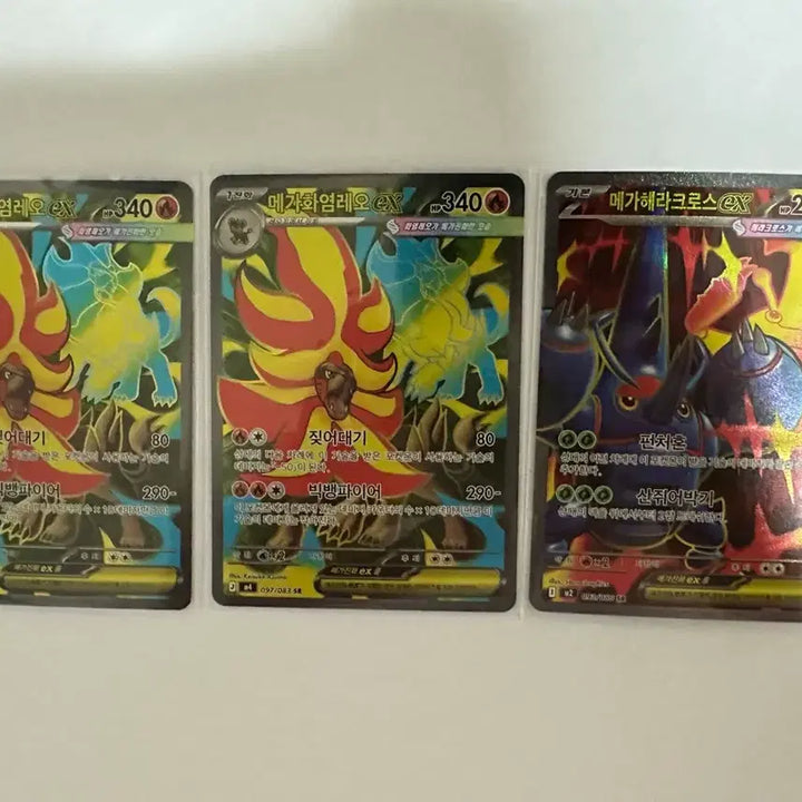 [BUNJANG] Pokemon Card Mega Charizard EX SR &amp; Mega Heracross EX SR Bundle Set / 포켓몬카드 메가화염레오, 메가헤라크로스 ex sr 일괄