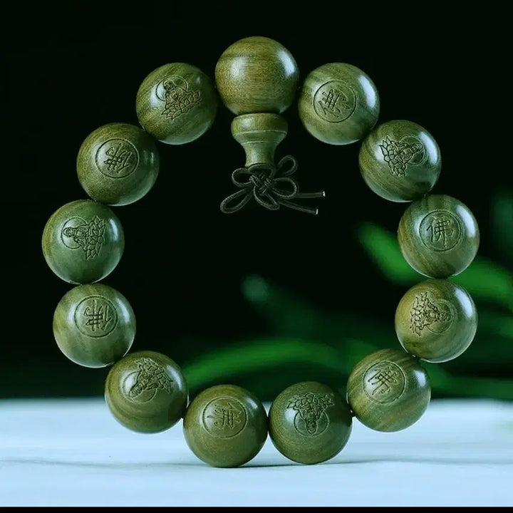 [BUNJANG] Buddha Green Sandalwood Guan Yin Bodhisattva Prayer Beads 20mm / 붓다 녹단 관세음보살 (녹단은 3가지 변색합니다)20mm