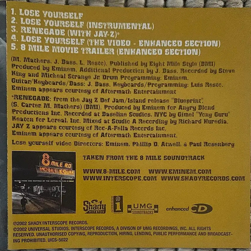 [BUNJANG] Eminem Lose Yourself Japanese Single CD / Eminem - Lose Yourself 에미넴 일본반 싱글 CD