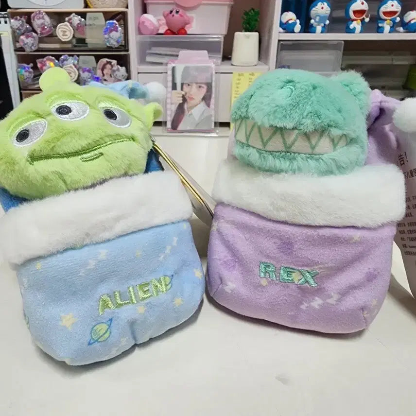 [BUNJANG] Disney Pixar Toy Story Alien &amp; Rex Plush Keychains (Set of 2) / (새상품 정품)토이스토리 알린 렉스 인형 키링 2개일괄