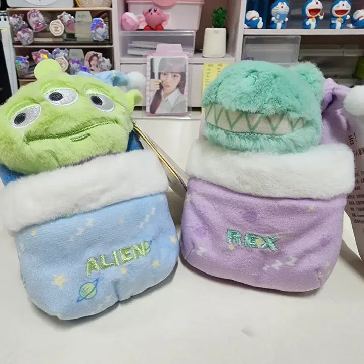 [BUNJANG] Disney Pixar Toy Story Alien &amp; Rex Plush Keychains (Set of 2) / (새상품 정품)토이스토리 알린 렉스 인형 키링 2개일괄