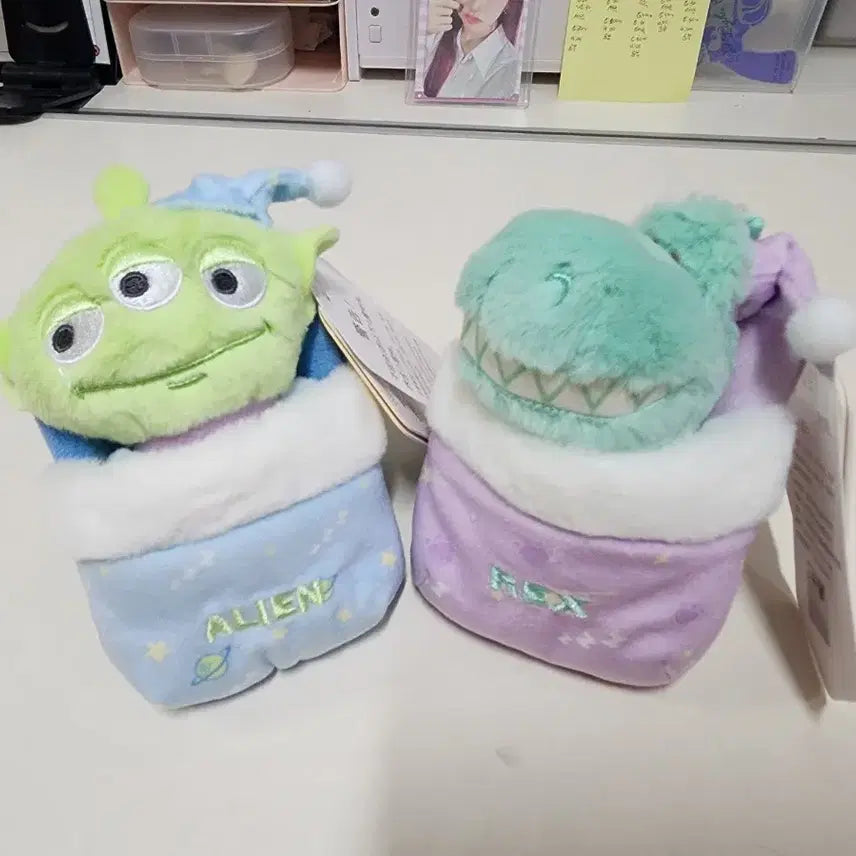 [BUNJANG] Disney Pixar Toy Story Alien &amp; Rex Plush Keychains (Set of 2) / (새상품 정품)토이스토리 알린 렉스 인형 키링 2개일괄