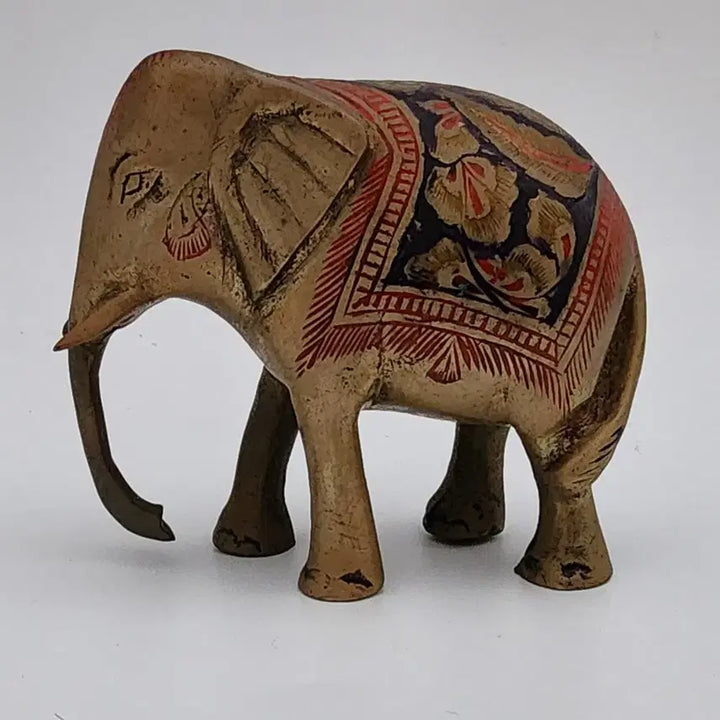 [BUNJANG] Vintage Enamel Painted Brass Elephant Figurine / 인도 빈티지 에나멜 채색 황동 피규어 코끼리 /장식품