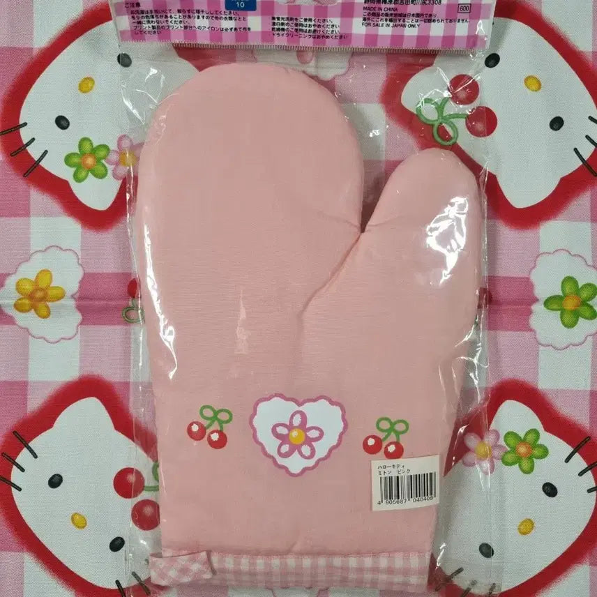 [BUNJANG] Sanrio Cherry Kitty Oven Mitts Vintage 1998 / 고전 키티 체리 주방 오븐 장갑 원단 빈티지