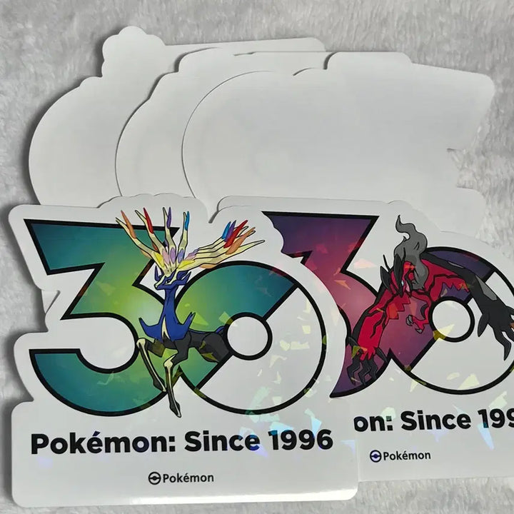 [BUNJANG] Pokemon 30th Anniversary Logo Sticker Set (Xerneas, Yveltal, 3 Random) / 포켓몬 30주년 로고 스티커 제르네아스+이벨타르+랜덤3장 판매합니다.