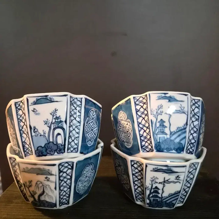 [BUNJANG] Celadon Landscape Porcelain Set of 4 / 도자기 작품 (k-355)