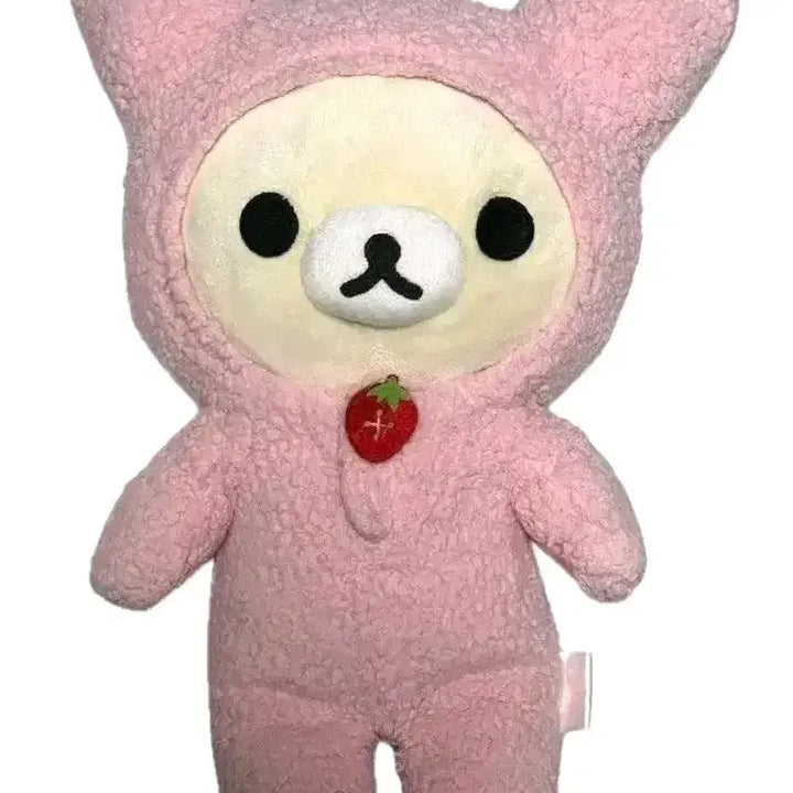 [BUNJANG] Rilakkuma Strawberry Rabbit Plush Doll / 코리락쿠마 이치고 딸기 단추 우사기 토끼 인형