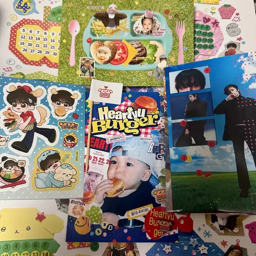 [BUNJANG] ATEEZ Yunho Cafe Goods Calendar, Postcard Set, Sticker, Hamburger Pick / 에이티즈 ATEEZ 윤호 생카 굿즈