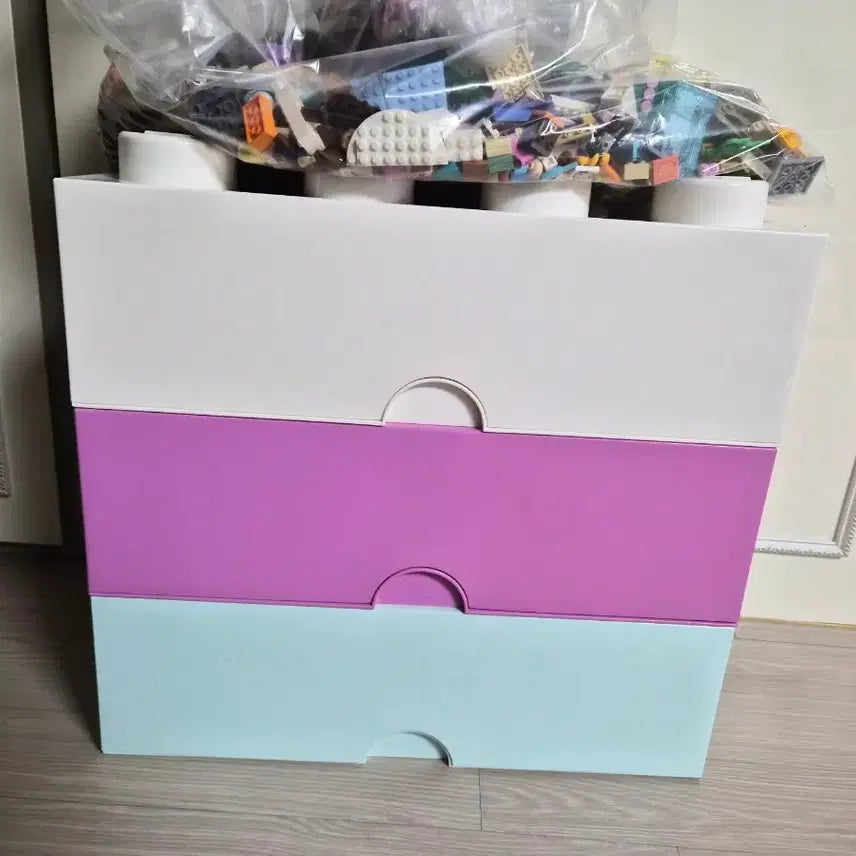 [BUNJANG] LEGO 3-Tier Drawer Organizer White/Purple/Mint with LEGO Bricks / 레고 서랍장 3단 화이트/퍼플/민트 그외 레고들