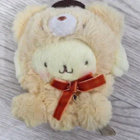 [BUNJANG] Sanrio Pompompurin Bear Plush Keychain with Ribbon / 2021 산리오 라떼쿠마 폼폼푸린 인형 키링