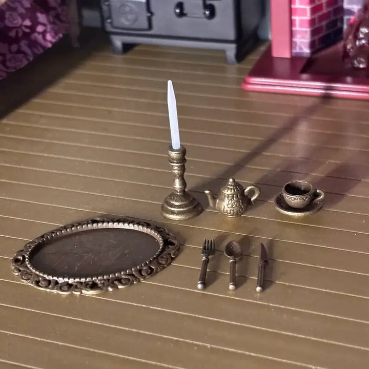 [BUNJANG] Miniature Antique Candlestick Teapot Set / 미니어처 앤틱 양초 스탠드 티팟 세트