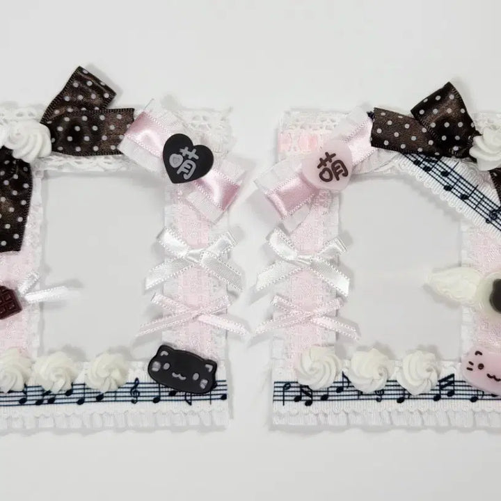 [BUNJANG] Chocolat Pink Nya Lace Top Loader Holder Decor Den / 쇼콜라핑크냥 레이스탑꾸   포카홀더 데코덴탑꾸