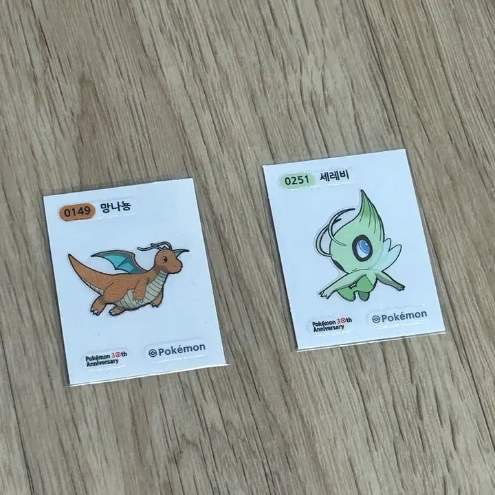 [BUNJANG] Pokemon 30th Anniversary Bread Stickers Bundle Set - Dragonite &amp; Celebi / 일괄) 포켓몬스터 30주년 띠부씰 망나뇽 세레비