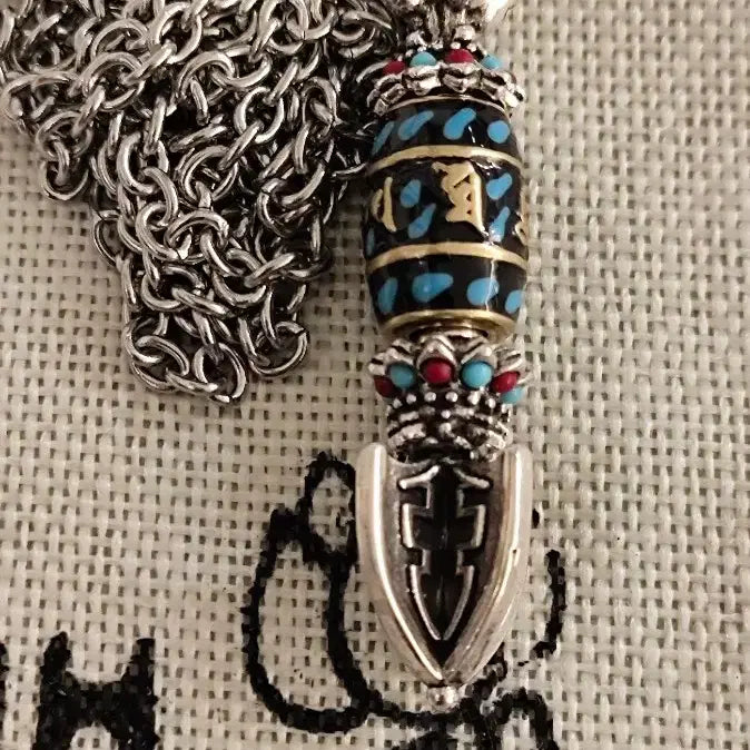 [BUNJANG] Tibetan Buddhist Vajra Pendant Necklace 5.3cm / 티베트 밀교 금강저 6진언 바즈라 펜던트 목걸이 5.3cm