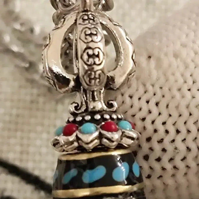 [BUNJANG] Tibetan Buddhist Vajra Pendant Necklace 5.3cm / 티베트 밀교 금강저 6진언 바즈라 펜던트 목걸이 5.3cm