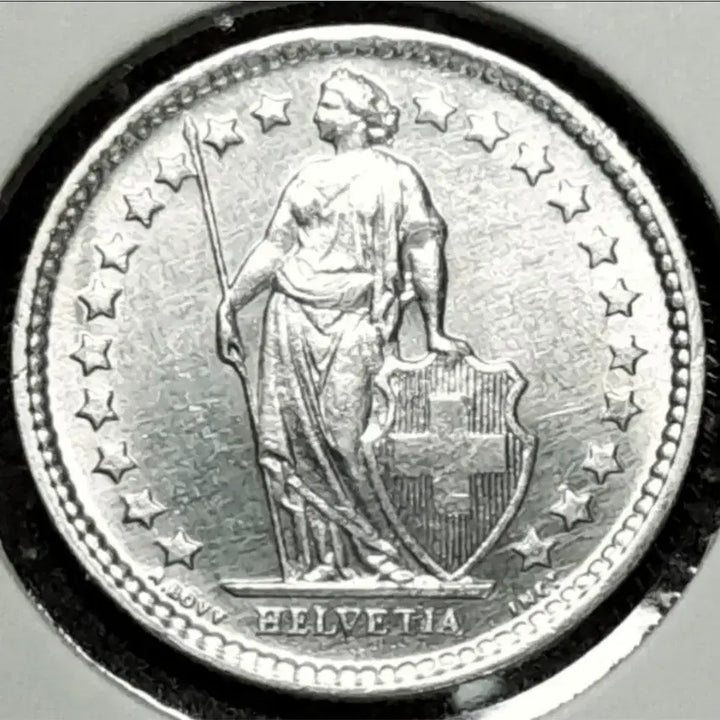 [BUNJANG] Switzerland 1958 1/2 Franc Silver Coin (Unused) / [은화] 스위스 미사용 1958년 1/2프랑 은화.외국주화  화폐 동전