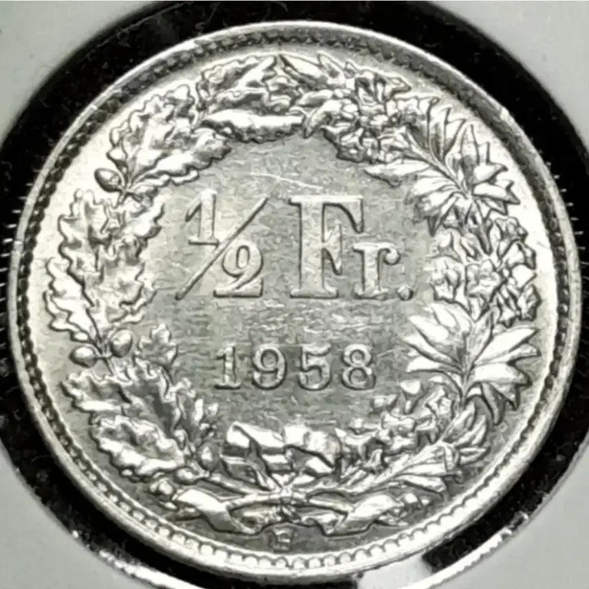[BUNJANG] Switzerland 1958 1/2 Franc Silver Coin (Unused) / [은화] 스위스 미사용 1958년 1/2프랑 은화.외국주화  화폐 동전