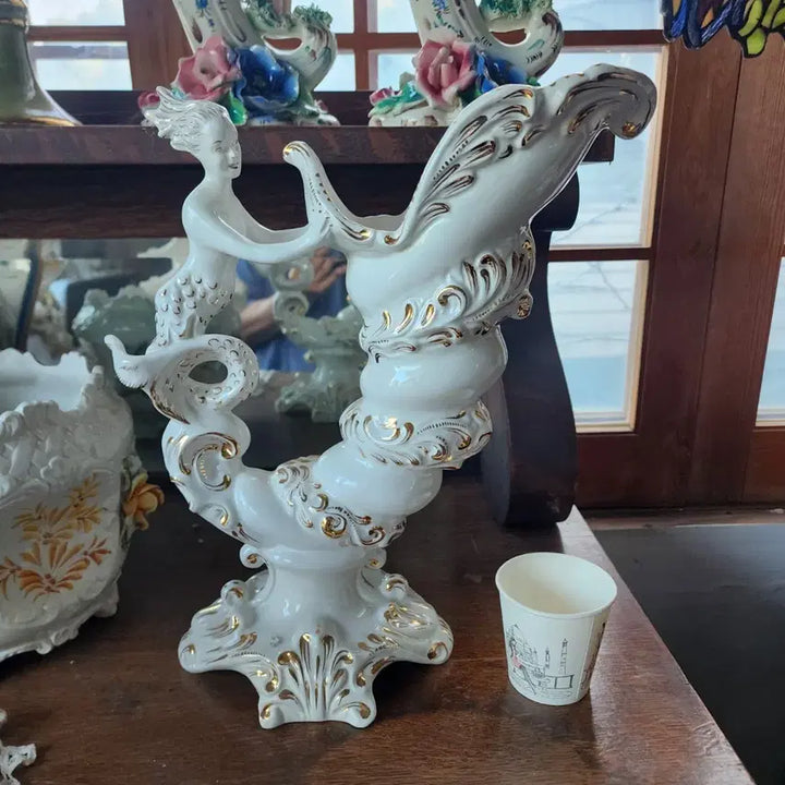 [BUNJANG] 1950s Italian Hand-Painted Ceramic Vase / 1950년대 이태리 도자기 가로31cm 높이35.7cm 핸드 페인티드 상