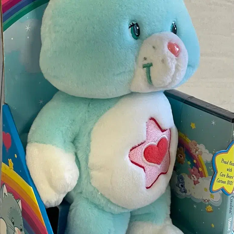 [BUNJANG] Care Bears Proud Heart Cat 13-Inch Plush with DVD Set (Vintage) / 케어베어 인형 고양이