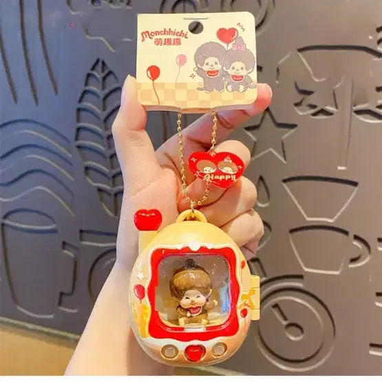 [BUNJANG] Monchhichi Tamagotchi Figure Keychain Yellow / 몬치치 다마고치 피규어 키링.노랑