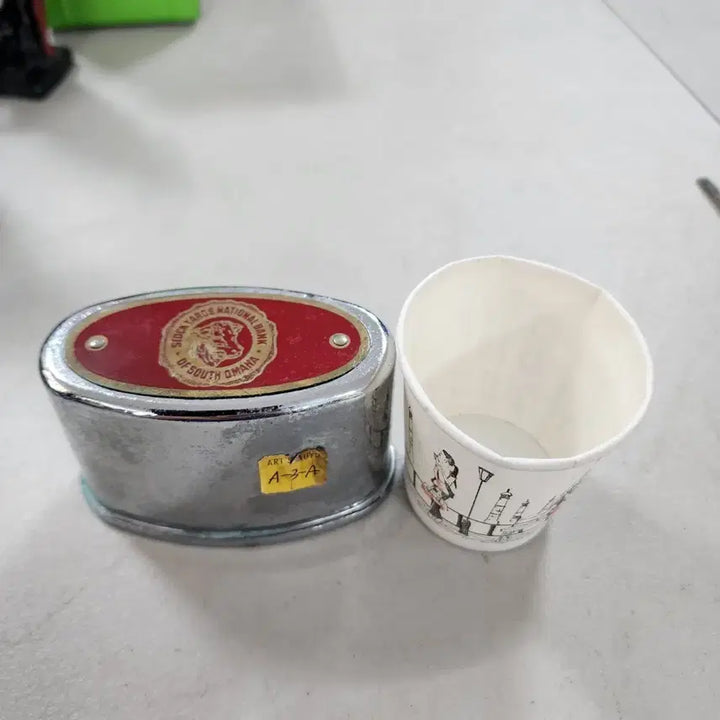 [BUNJANG] Vintage Aluminum &amp; Tin Coin Bank / USA 알류미늄+양철 옛날 저금통 크기10.5cmX6cm 높이6.5cm
