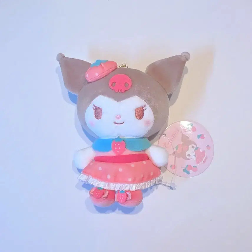 [BUNJANG] Sanrio Kuromi Strawberry Cheek Mascot Keyring Plush / 일본정품)산리오 쿠로미 딸기 치크 마스코트 키링 인형